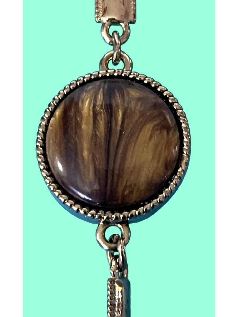 Vintage Chico's Gold-Toned Tassel Necklace With Faux Tortoise and animal print - Picture 11 of 12